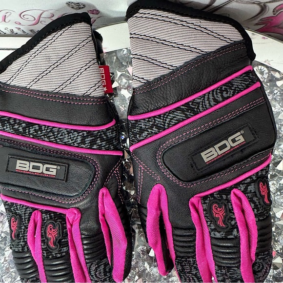 Bob dale gloves pink goat skin leather moveable work gloves mitts working padded - Picture 4 of 8